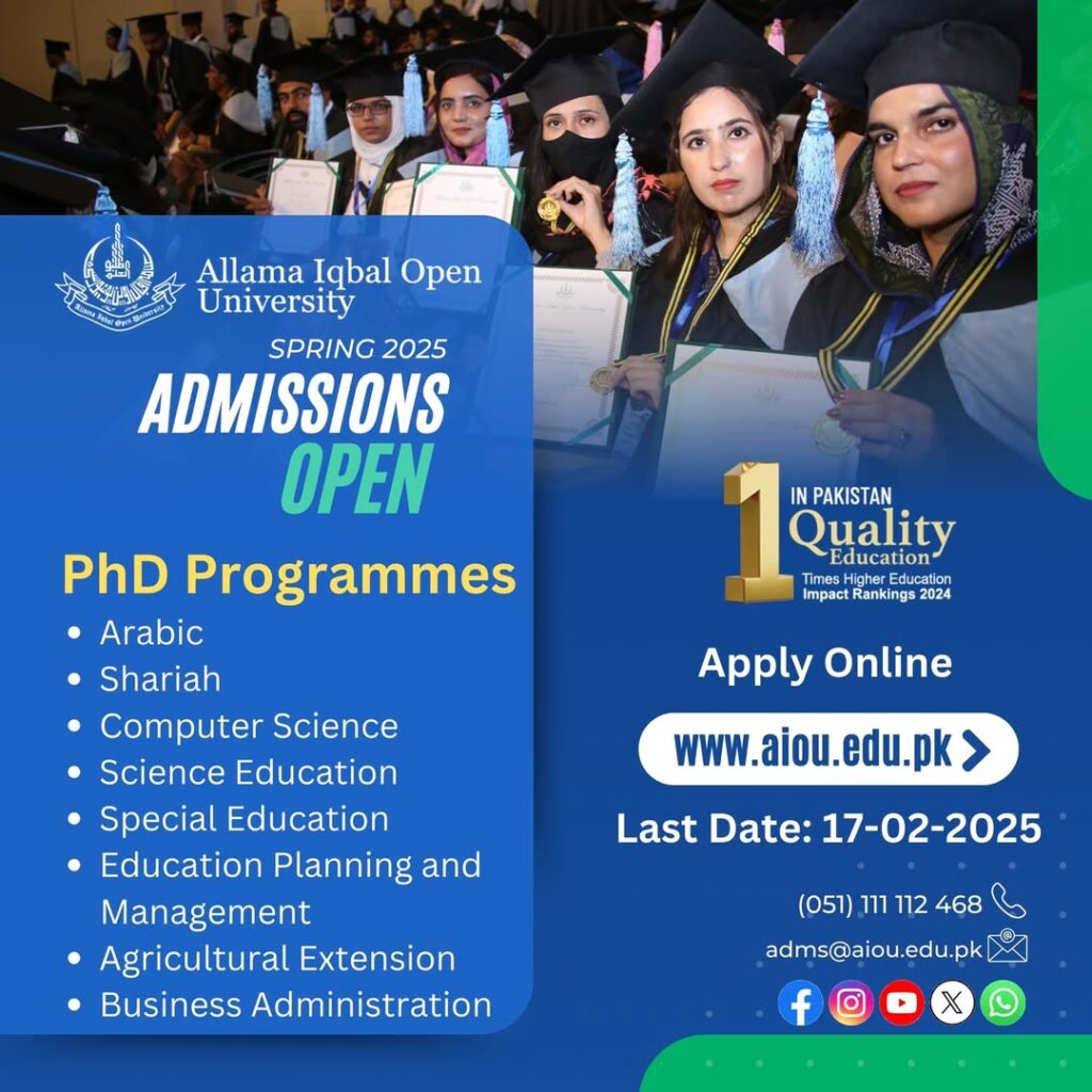 AIOU Admissions Open for PhD Programs