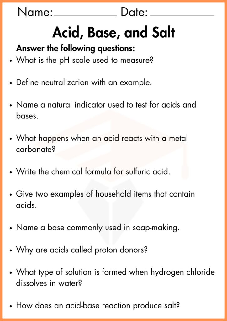 Image showing Answer the following questions_ acid base salt worksheet 2