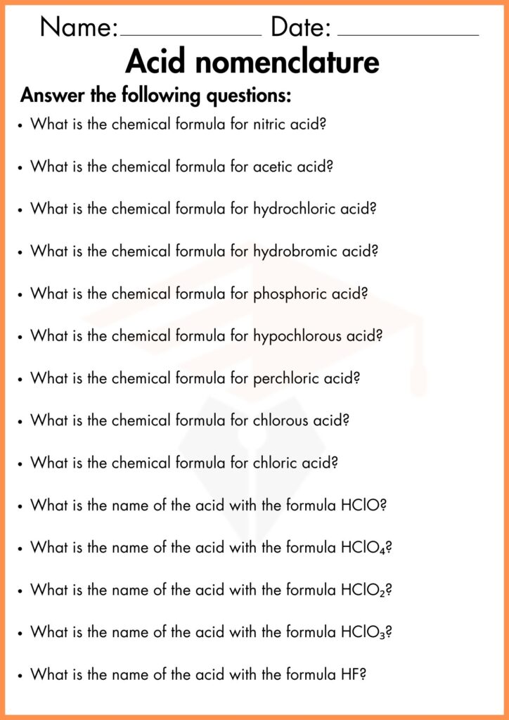 image showing Answer the following questions_ acid nomenclature worksheet 3