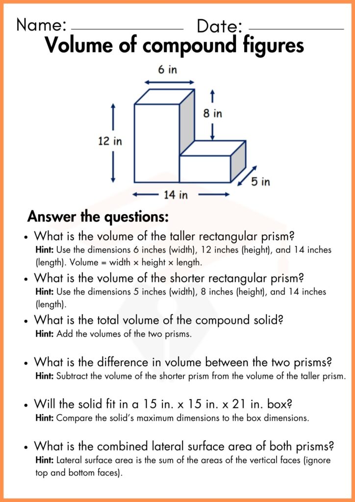 Image showing Volume of compound figures worksheet