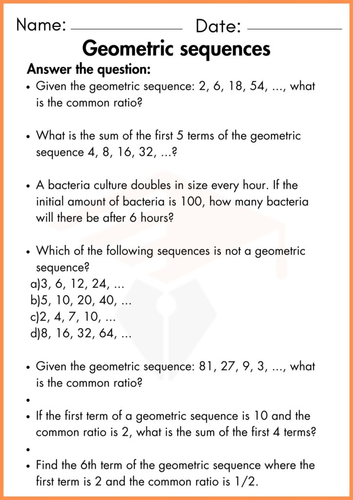 Image showing Geometric sequences worksheets
