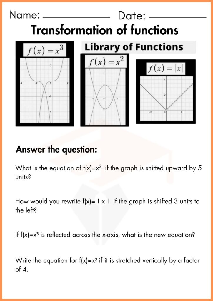 Image showing Transformation of functions worksheets
