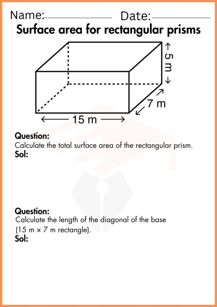Image showing Surface area worksheets for rectangular prisms