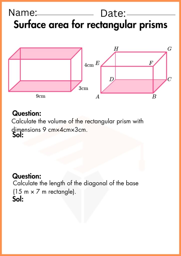 Image showing Surface area worksheets for rectangular prisms