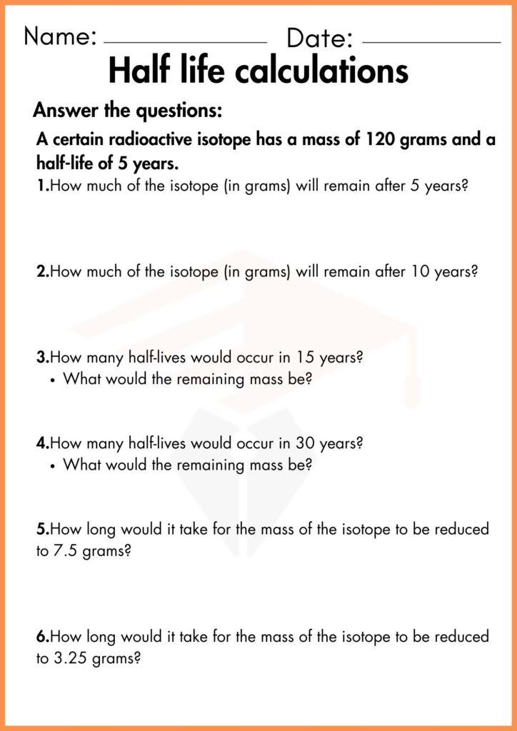 Image showing Half life Calculations worksheets