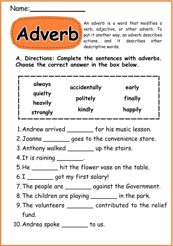 Image showing Adverb worksheets