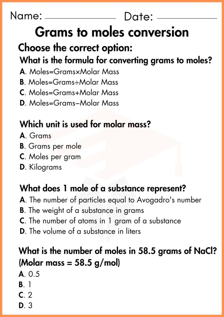 Image showing Grams to moles conversion worksheets