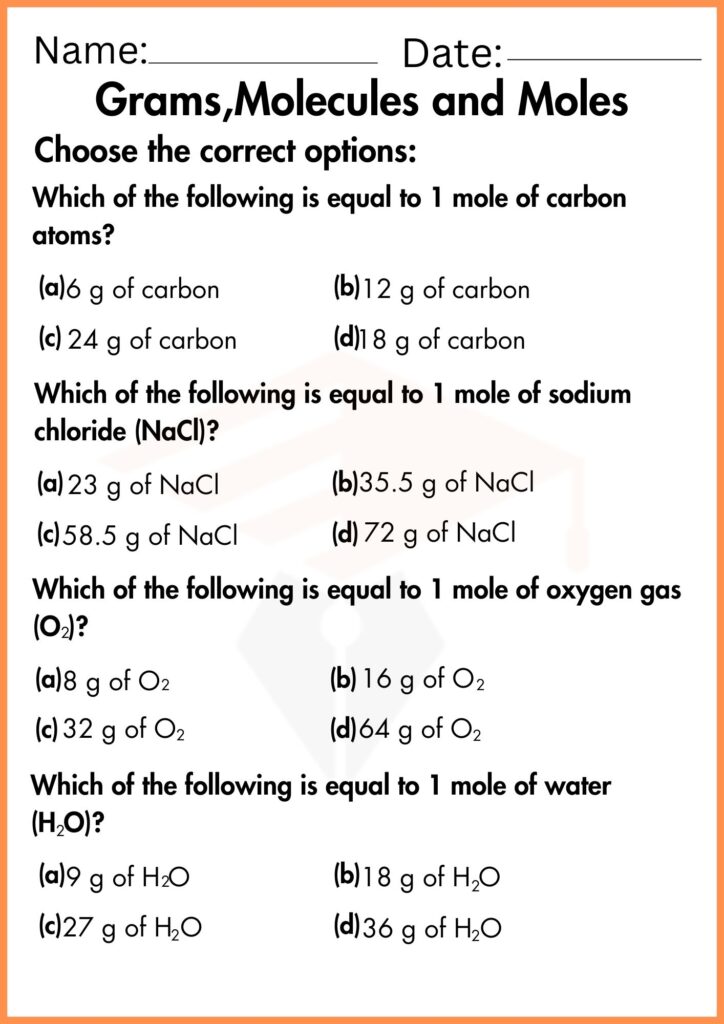 Image showing Grams molecules and moles worksheets