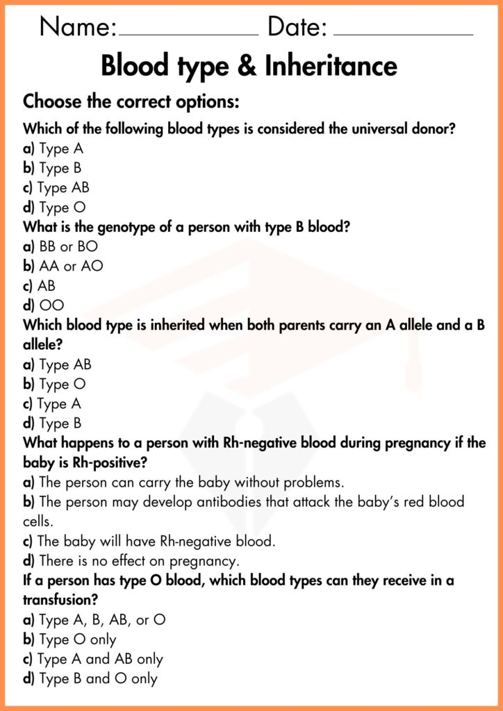 image showing Choose the correct options_ blood type & inheritance worksheet 4