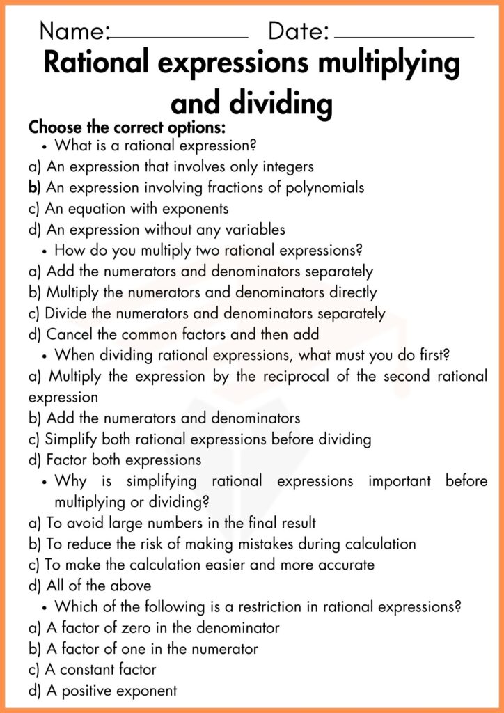 Image showing Rational Expressions multiplying and dividing worksheets