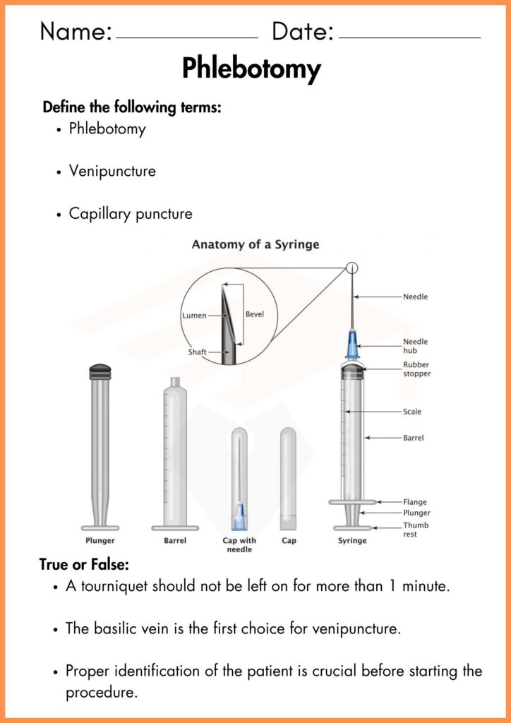 Image showing Phlebotomy  worksheets