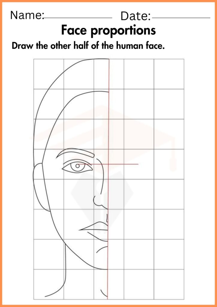 Image showing Face proportions worksheets