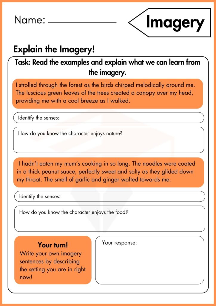 Image showing Imagery worksheet