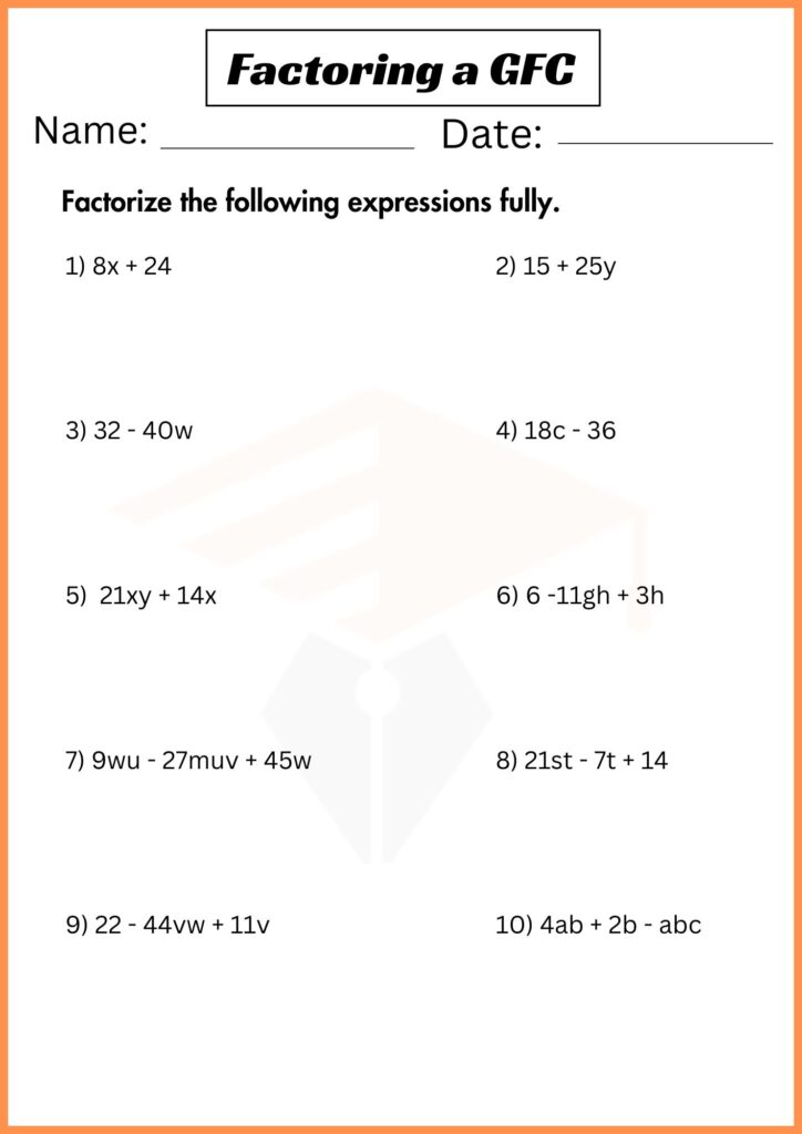 Image showing Factoring a gcf worksheets