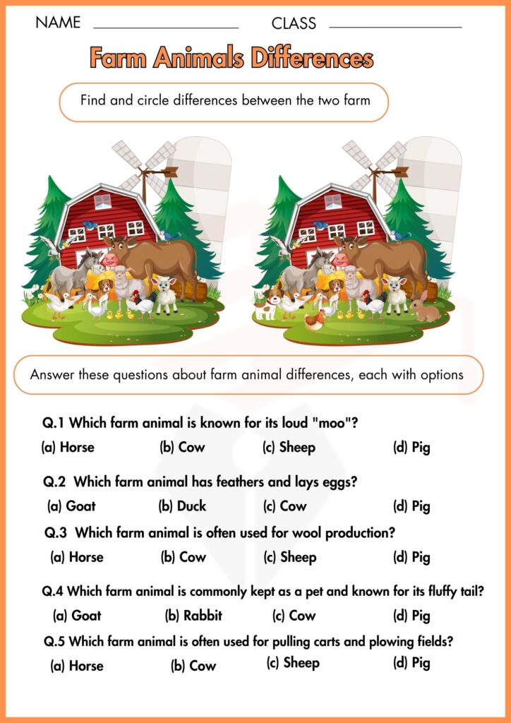 Image showing
Farm Animals Differences worksheet number 2