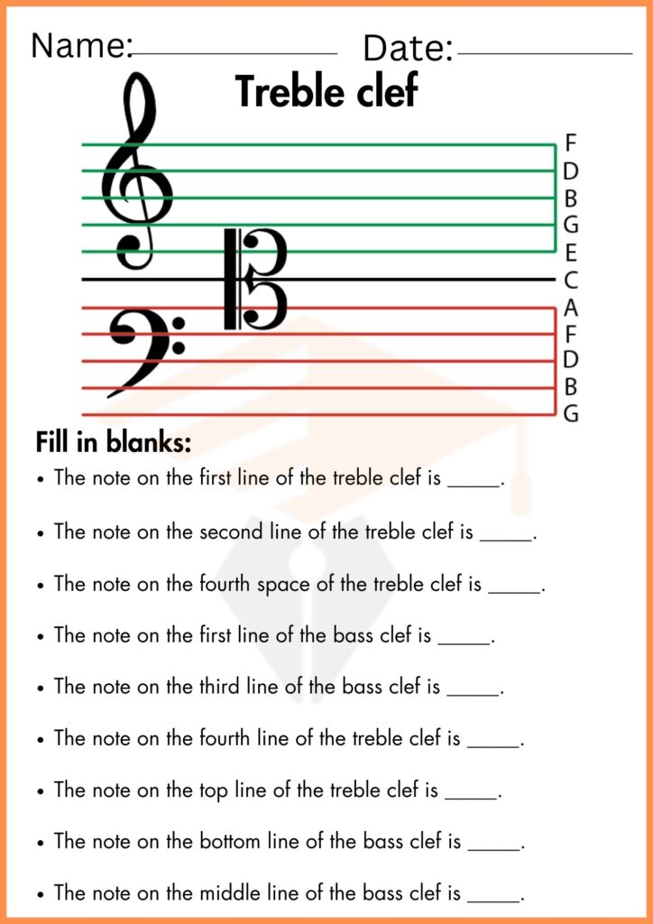 Image showing Treble clef worksheets