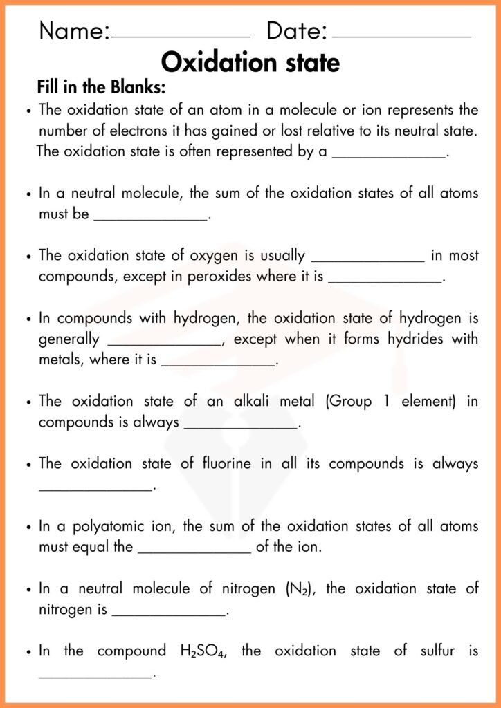 Image showing Oxidation state worksheets