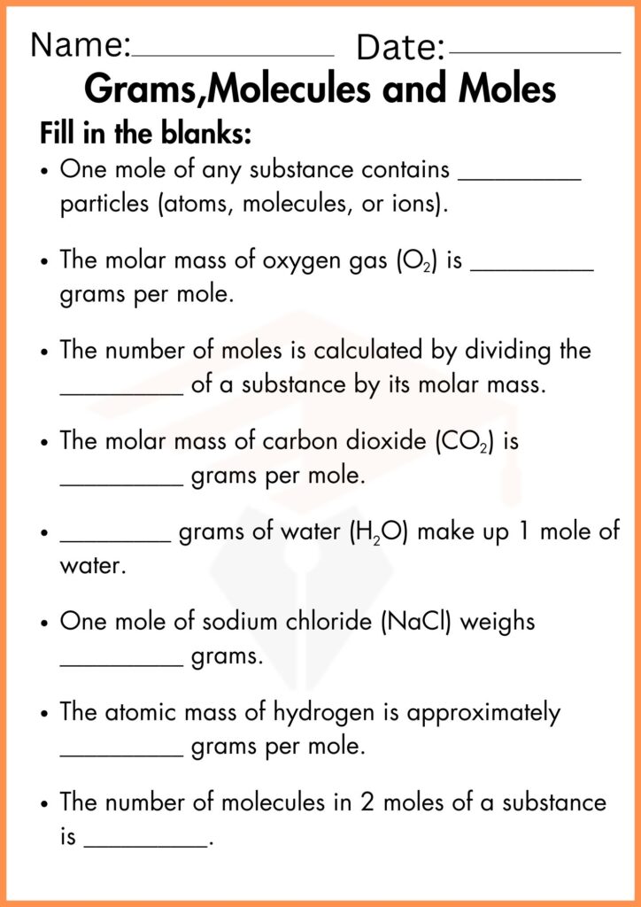 Image showing Grams molecules and moles worksheets