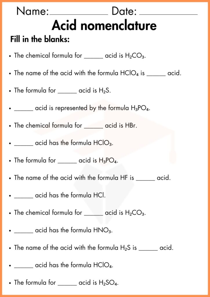 image showing Fill in the blanks acid nomenclature worksheet 4