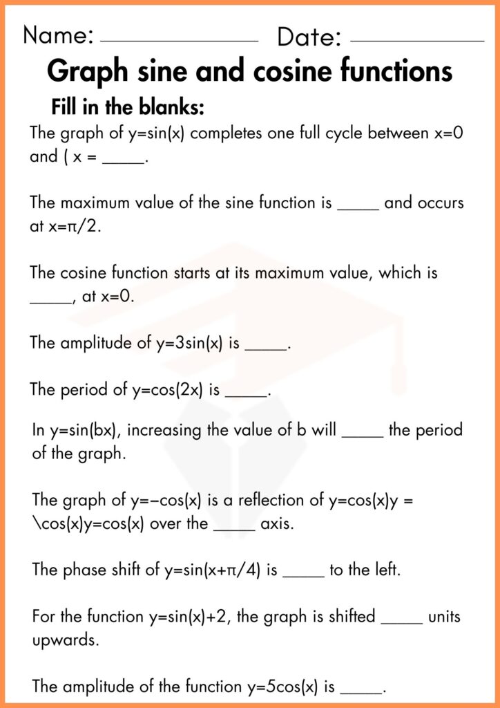 Image showing Graph sine and cosine functions worksheets