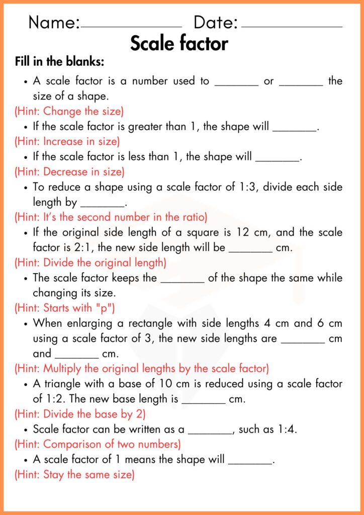 Image showing Scale factor worksheets