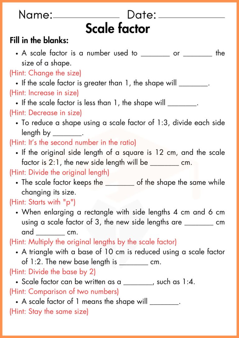 Scale factor worksheets