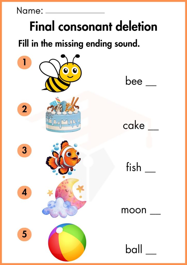 Image showing Final consonant deletion worksheets