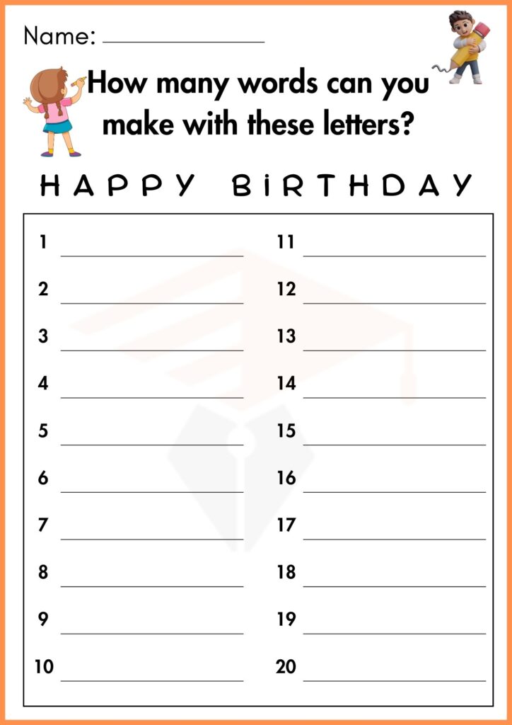 Image showing How many words can you make with these letters worksheets