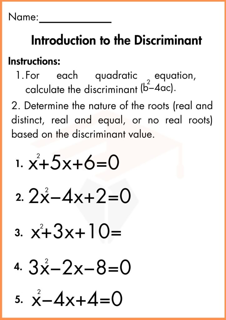 Image showing Discriminant worksheets