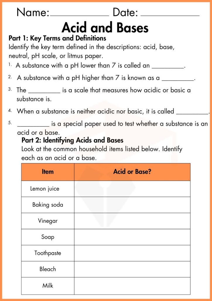 image showing Key terms and definitions acid and bases worksheet 2