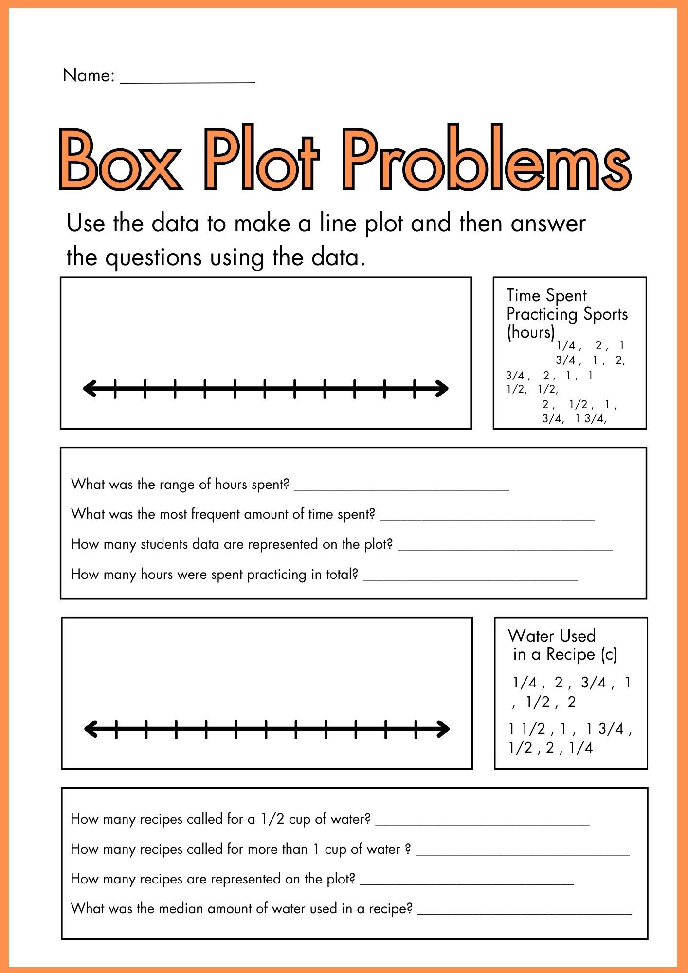 Box Plot whisper Worksheets