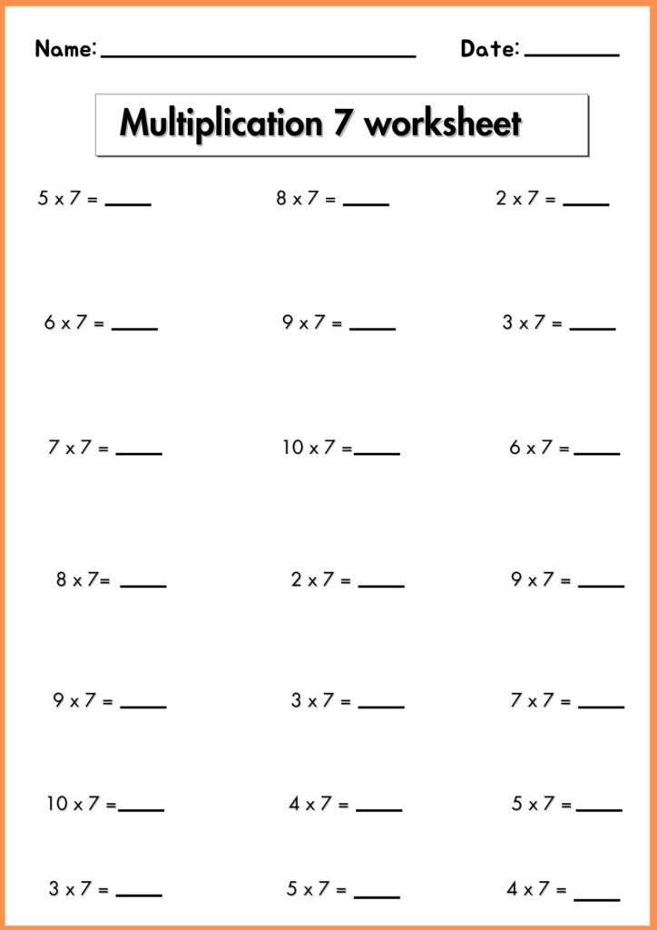 Image showing Multiply by 7 worksheets