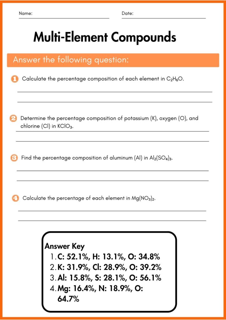 Image showing Percentage Composition Worksheets