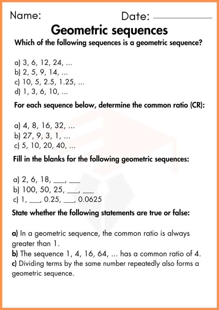 Image showing Geometric sequences worksheets