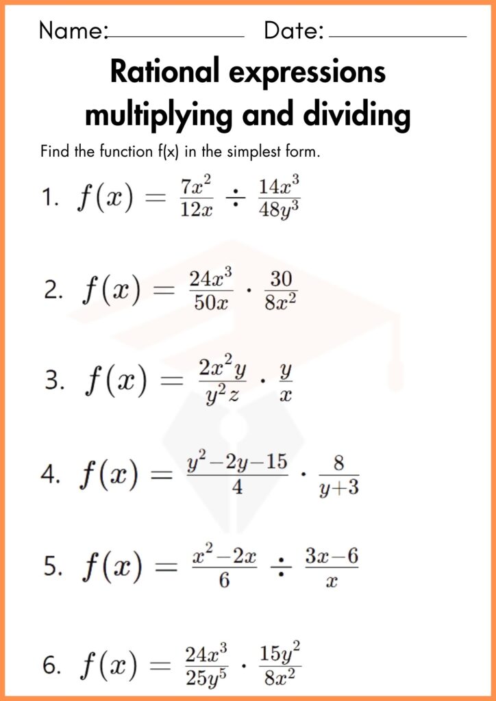 Image showing Rational Expressions multiplying and dividing worksheets