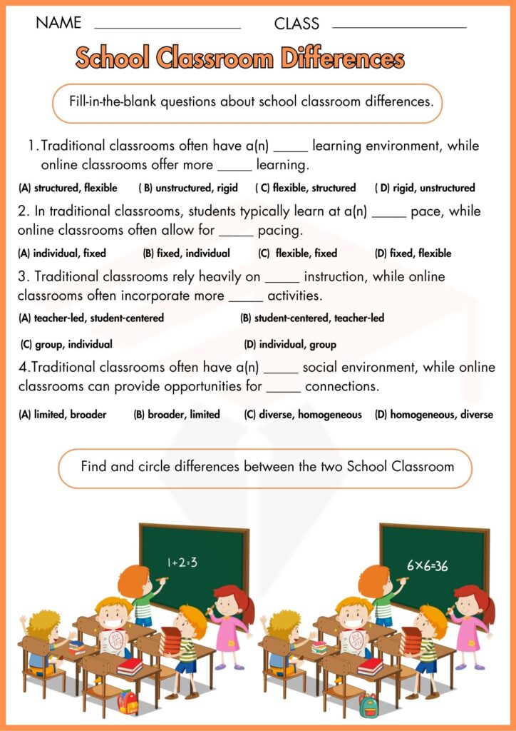 Image showing
School Classroom Differences worksheet number 3