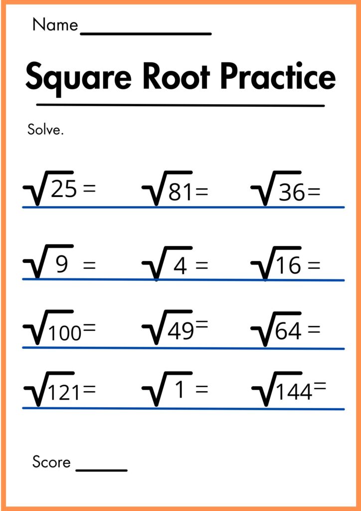 Image showing Square and cube roots worksheets