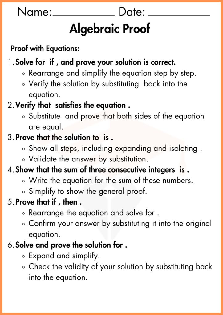 image showing Solve algebraic proof worksheet 2