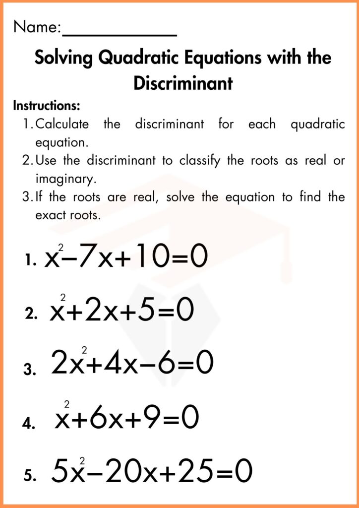 Image showing Discriminant worksheets