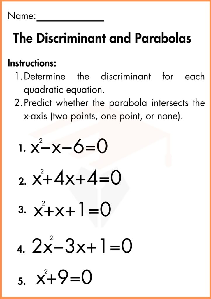 Image showing Discriminant worksheets