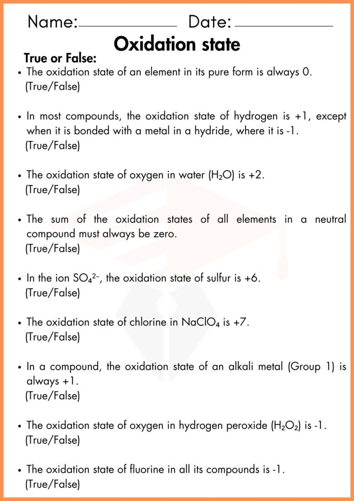 Image showing Oxidation state worksheets