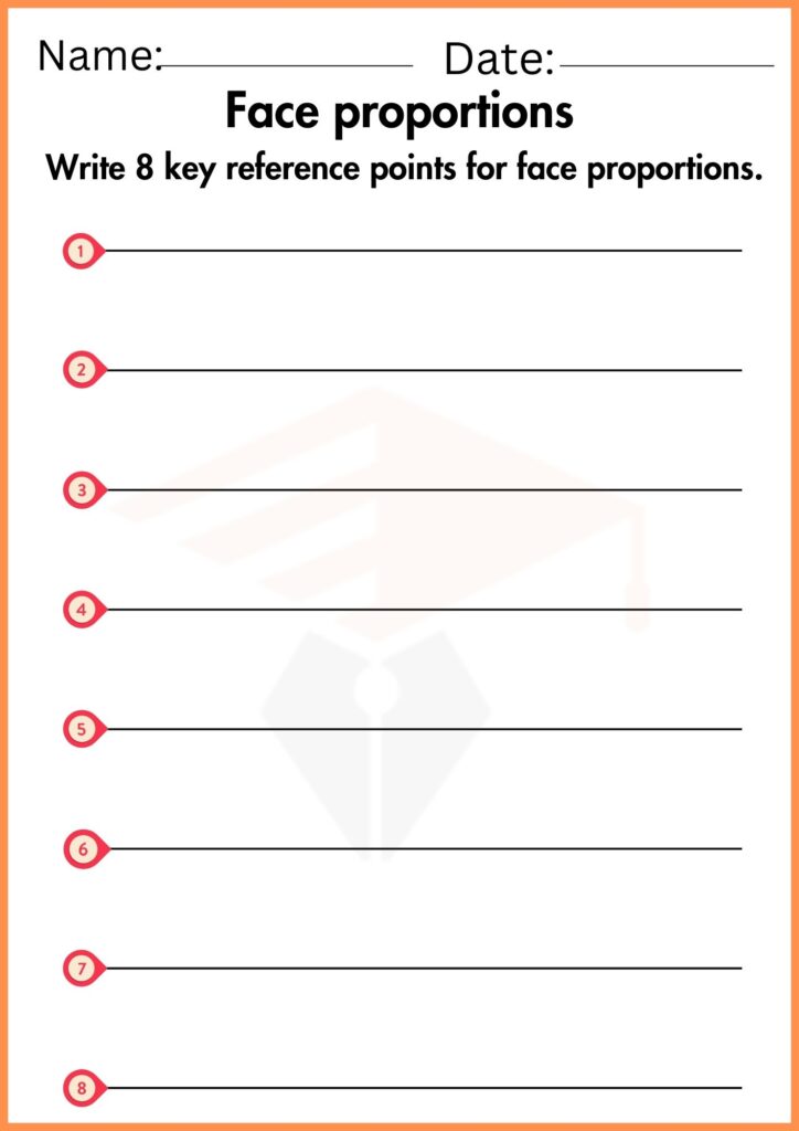 Image showing Face proportions worksheets