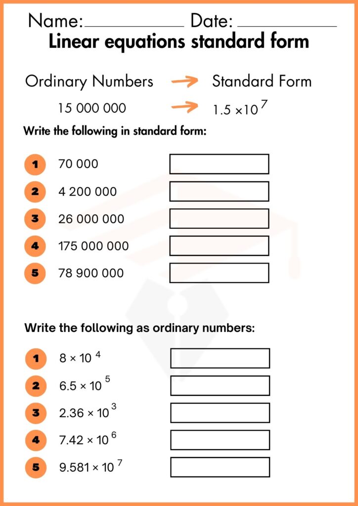image showing Write the following in forms linear equations standard form worksheet 2