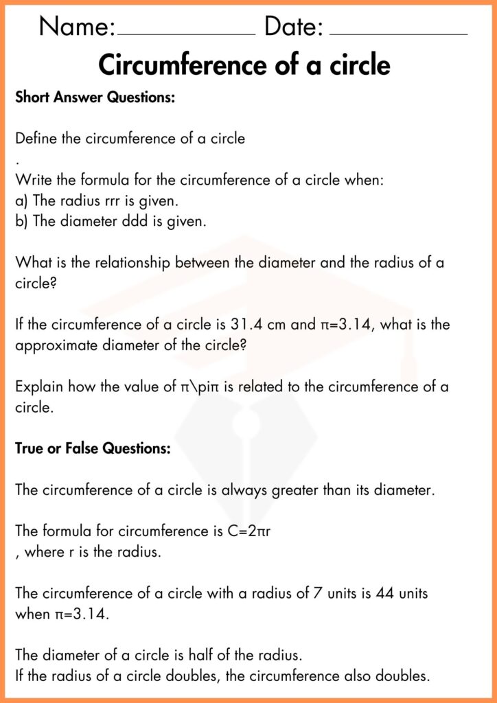 image showing answer the questions circumference of a circle worksheet 4