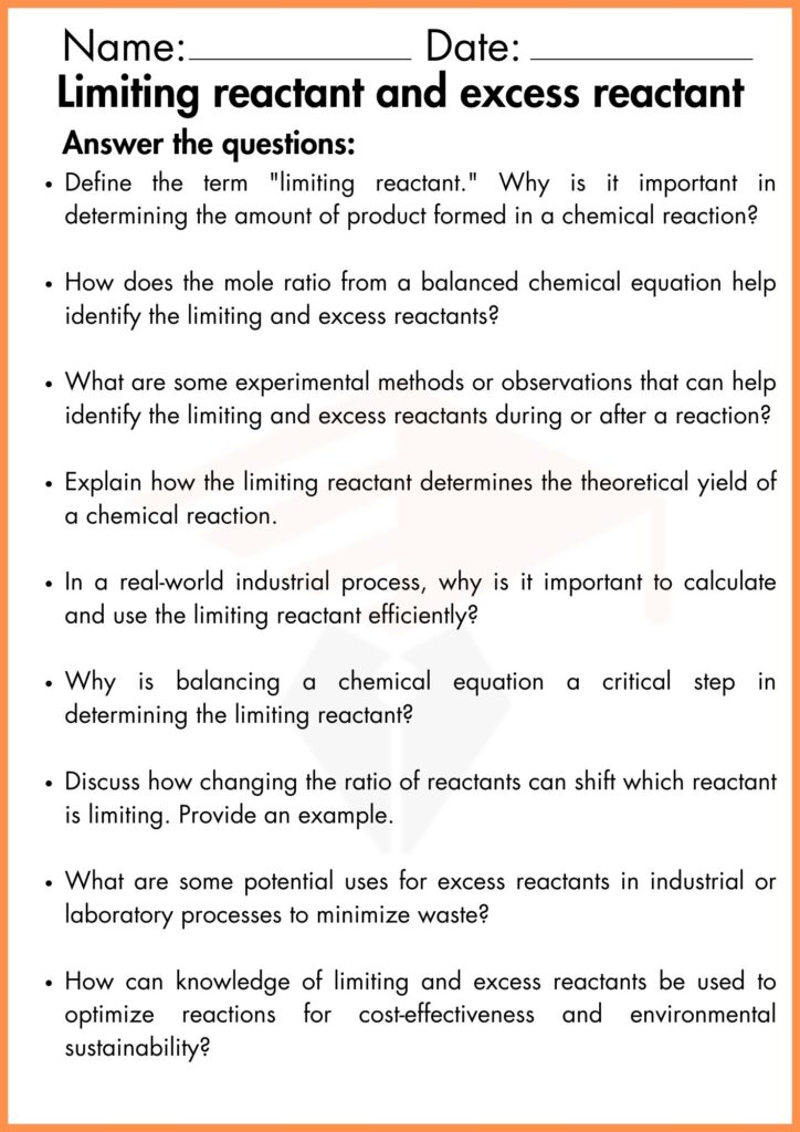image showing answer the questions limiting reactant and excess reactant worksheet 4