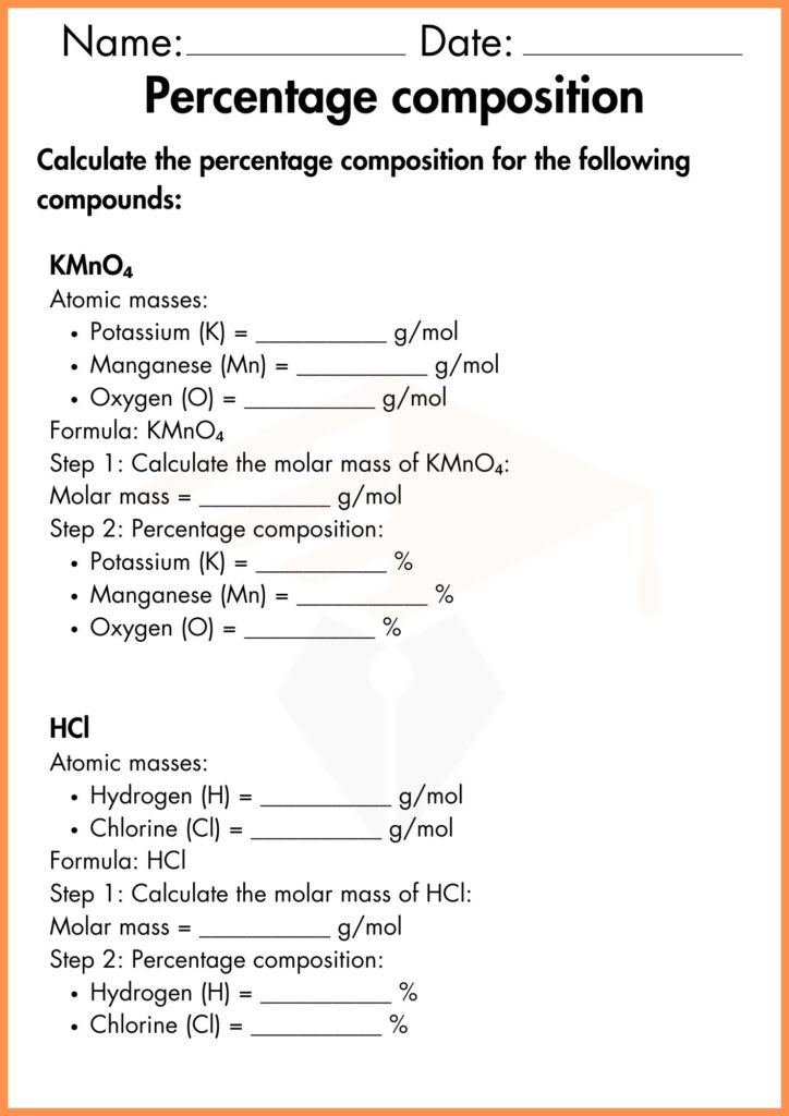  image showing 
calculate the following Percentage composition worksheet 2