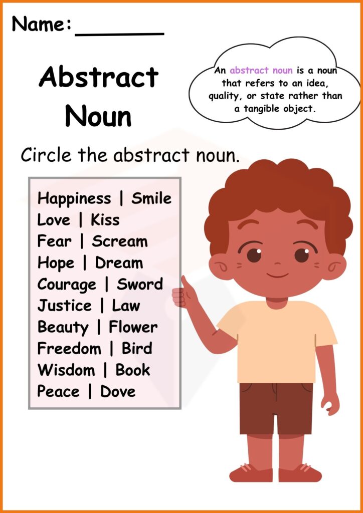 image showing circle the abstract noun worksheets 2