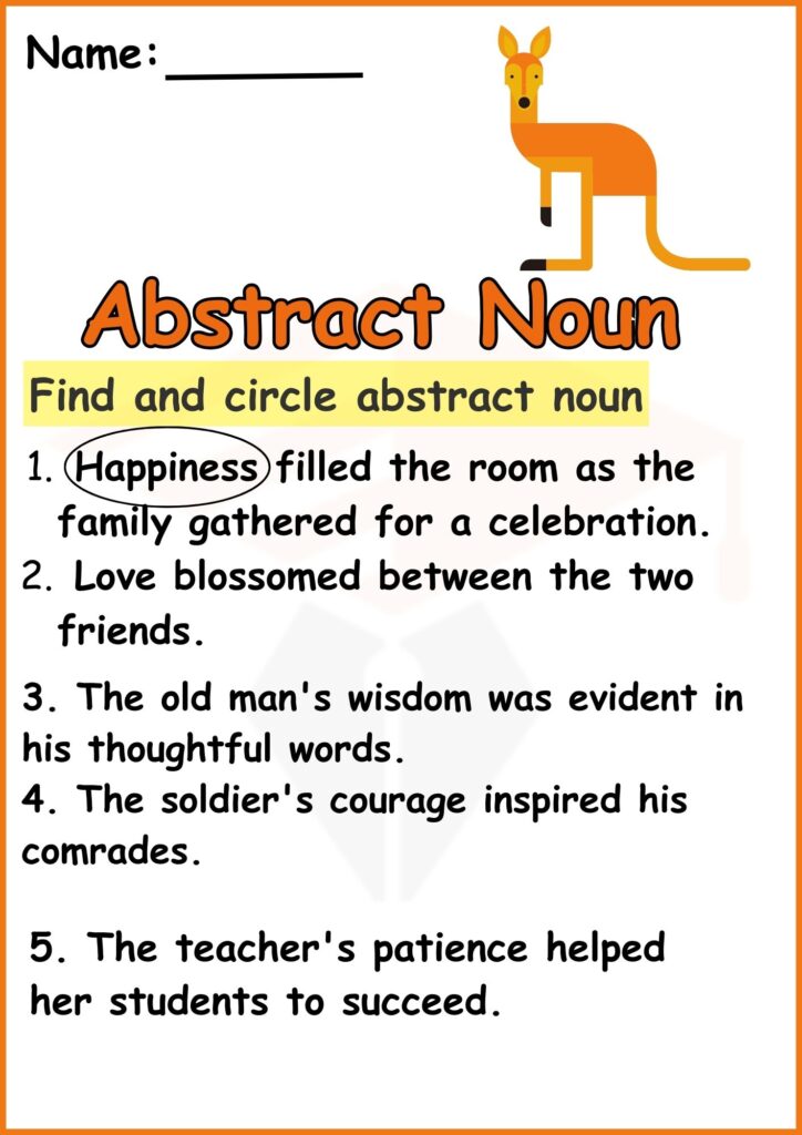 image showing circle the abstract noun worksheets 3