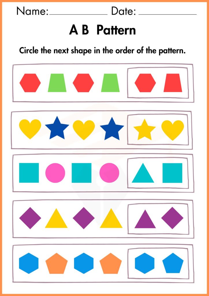 Image showing circle the next shape a b pattern worksheets 3