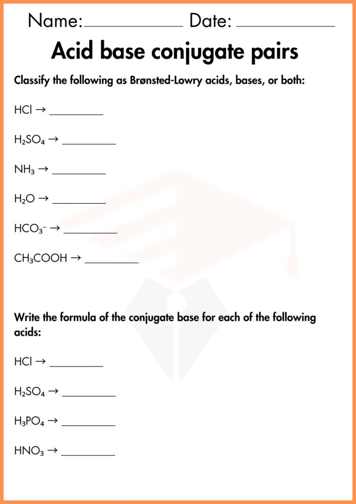 image showing classify the followings acid base conjugate pairs worksheet 1